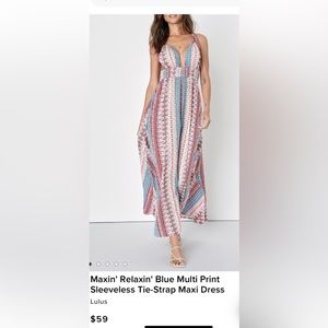 Multi Print Sleeveless Tie-Strap Dress